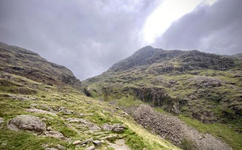 The top of the climb with Rossett Crag ahead to the right